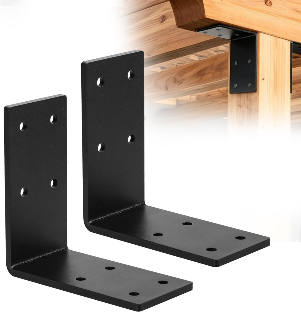 Heavy Duty L Right Angle Bracket 6"x6", 2 PCS 90 Degree Black Steel...