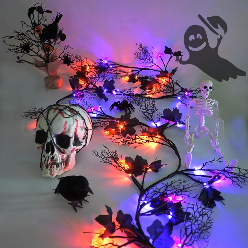2026 Halloween Decor Lights 8.86FT 72 LED Willow Vine Twig with Timer Battery...