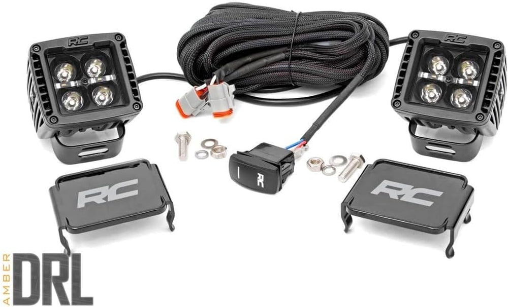 Rough Country 2" Black Series Square LED Cube Lights | Amber DRL - 70903...