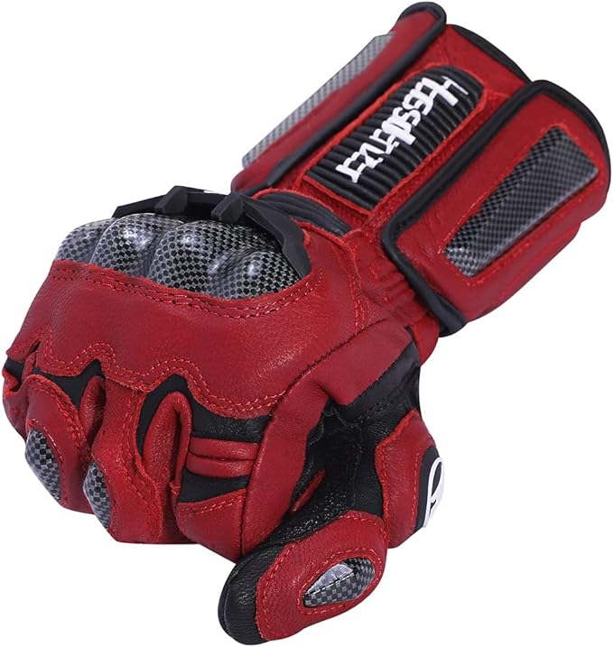 Harssidanzar Leather Motorcycle Gloves