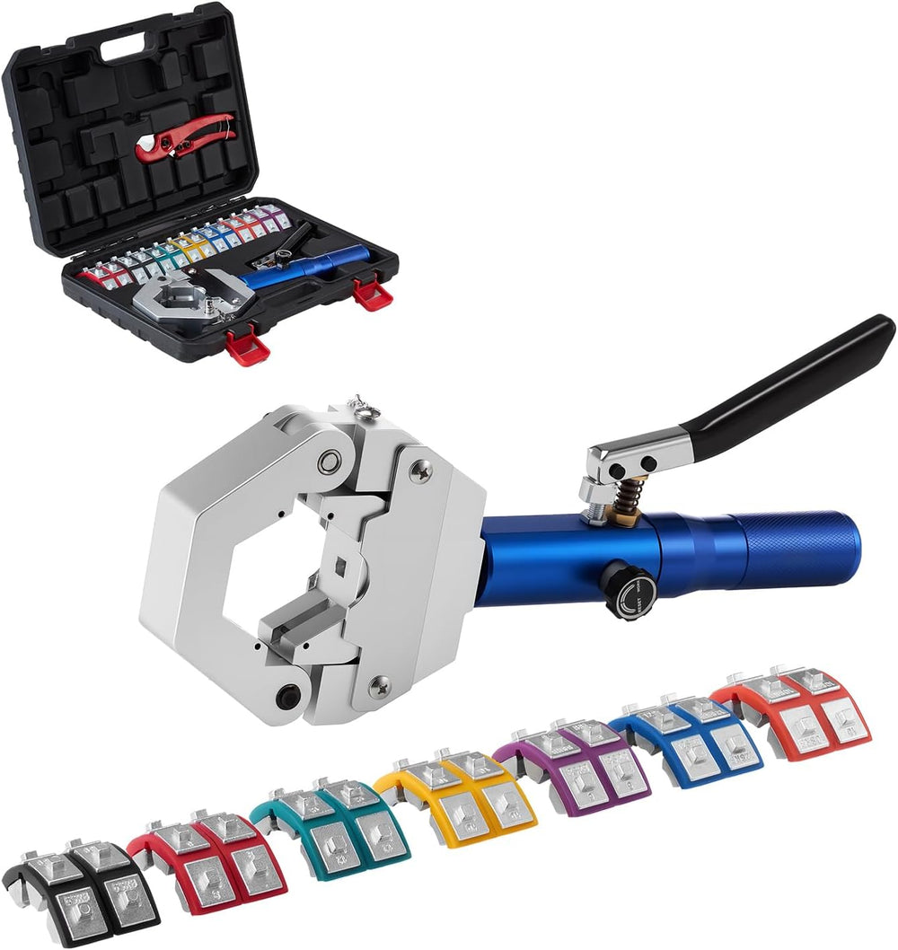 VEVOR Hydraulic Hose Crimper, Hydra-Krimp AC Hose Crimper Kit with 7 Dies Sna...