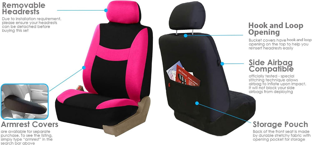 FH Group Stylish Full Set Car Set Covers Front Set and Rear Split Function, A...