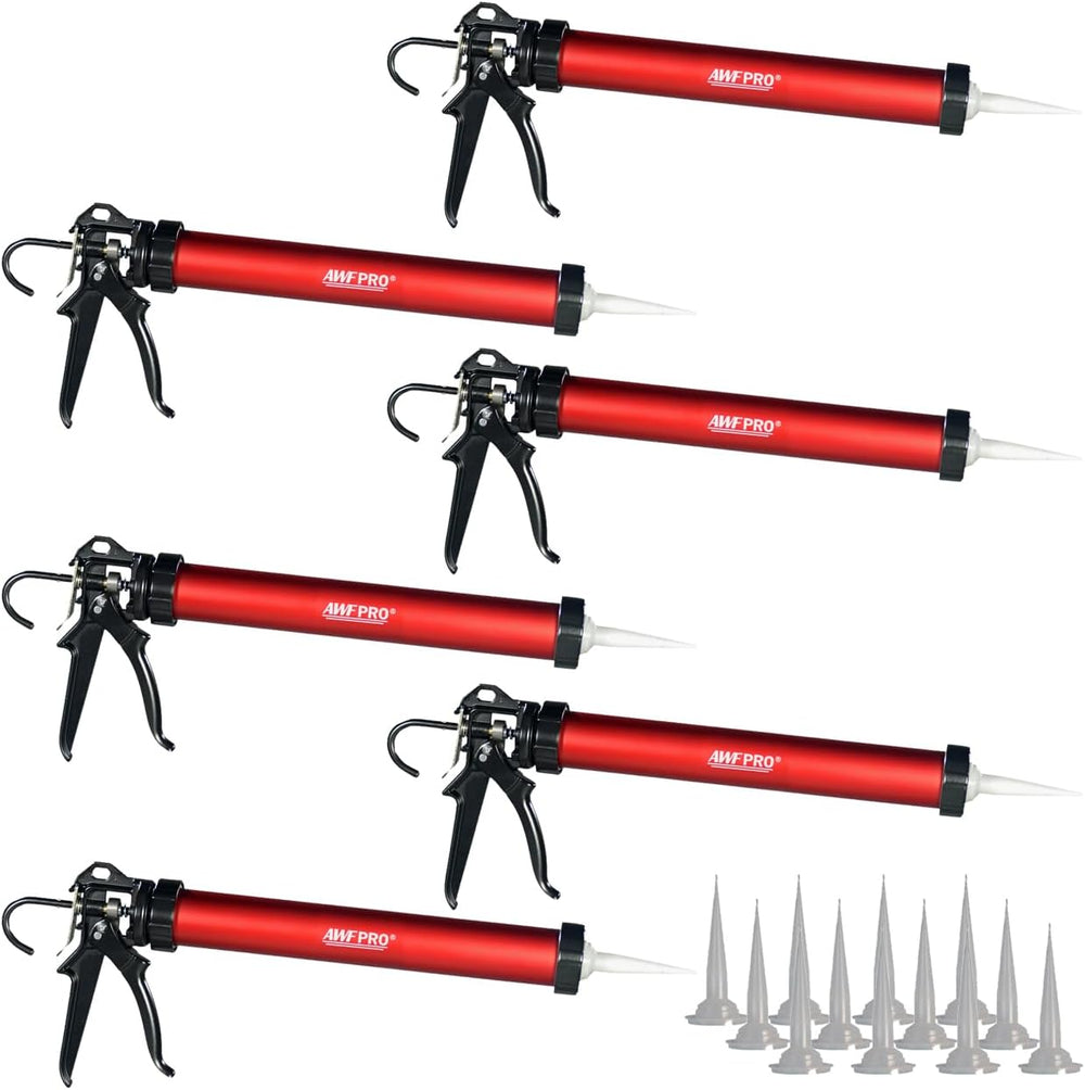 AWF PRO Sausage Caulking Gun 20 oz, 25:1 Thrust Ratio, Pack of 6