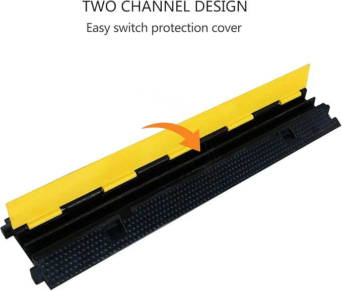 1 Pack Rubber Cable Ramp Hose Cable Protector Ramp 2 Channel 22000Lbs Load