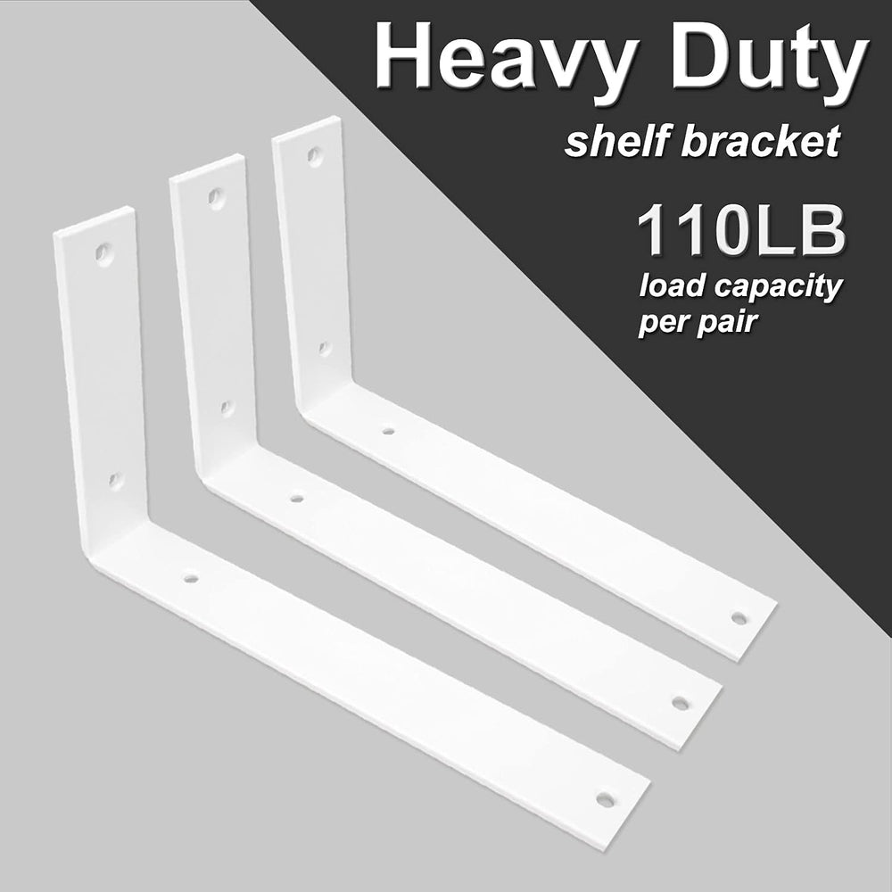 Shelf Brackets 10 Inch Wall L Brackets 8PCS Heavy Duty for Shelves Metal Whit...