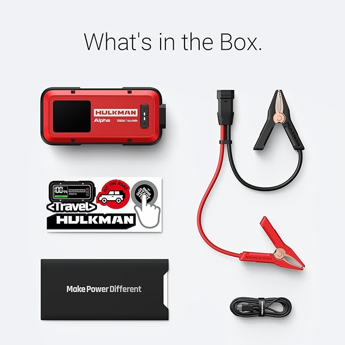 Hulkman Alpha, Ultra Red, 1000A 37Wh Battery Jumper Starter Portable, 12V