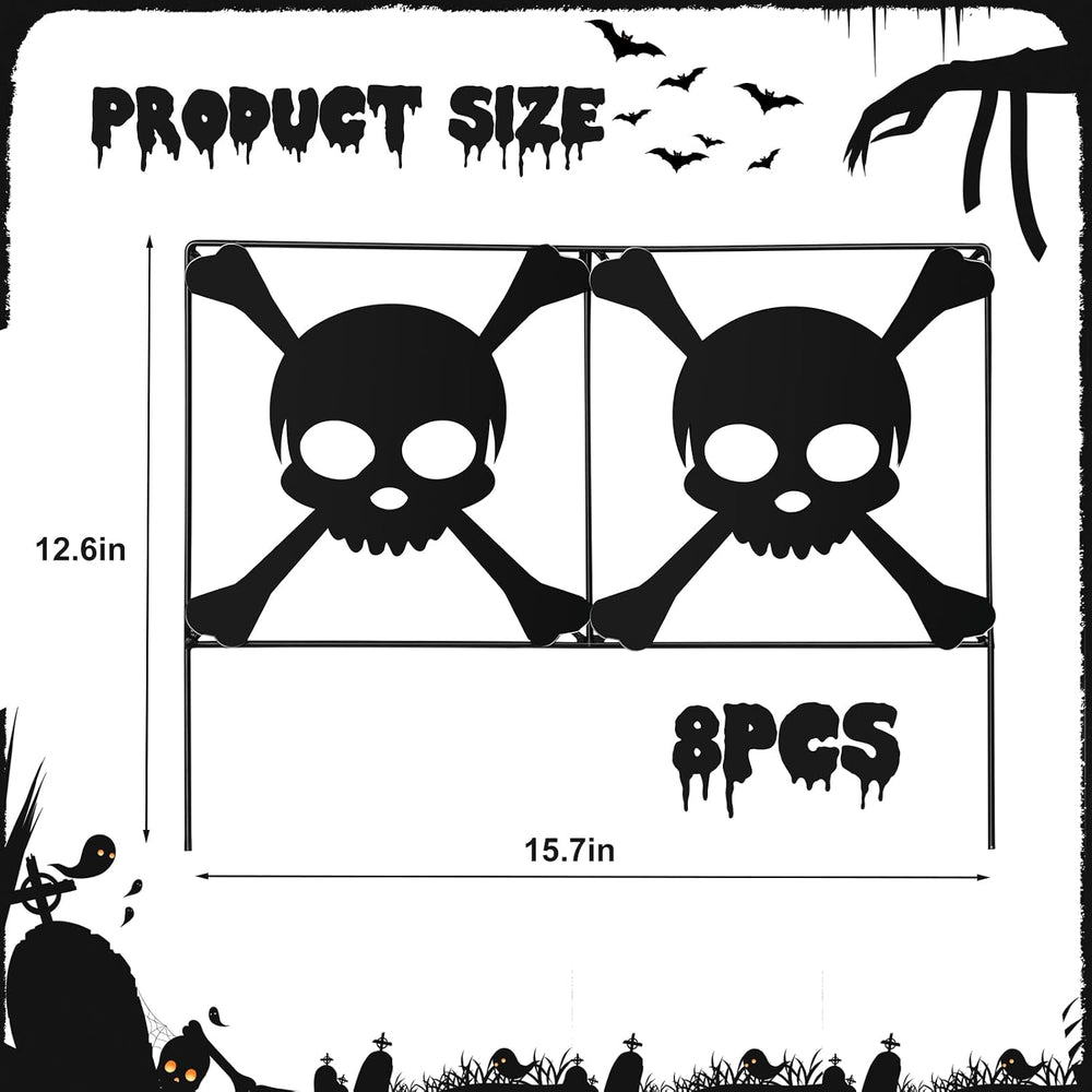 8Pcs Metal Halloween Skeleton Fence Panels 15.7x12.6'' Graveyard Yard...