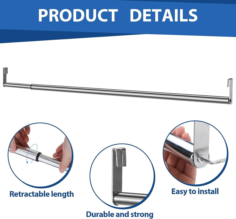 Threehoney Expandable Closet hanger Rod for Wire Shelf, 24-41 Inch, Silver