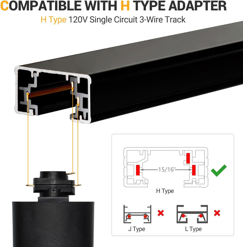 13FT H Track Lighting Rails Kit, Black