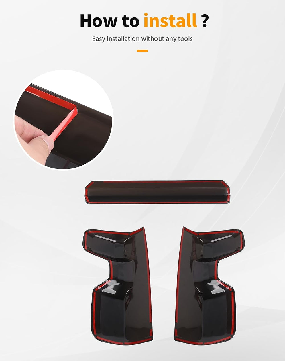 Hoolcar Smoke Black 3rd Third Brake Light Cover & Tail Light Cover Compat...