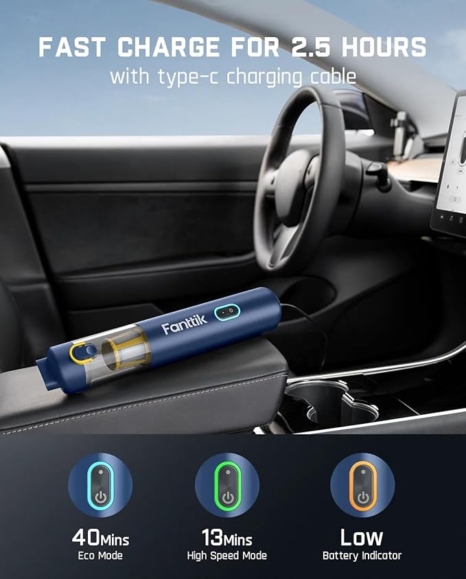 Fanttik Slim V8 APEX Car Vacuum, 4-in-1 Portable Mini Cordless Vacuum