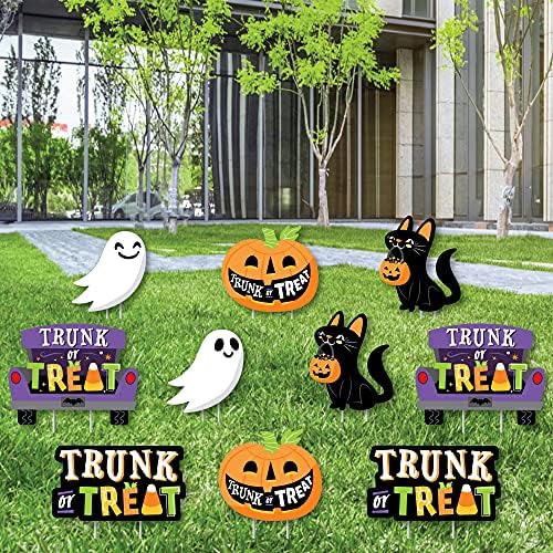 Big Dot of Happiness Trunk or Treat - Cat Pumpkin Trunk Lawn Decorations - Ou...