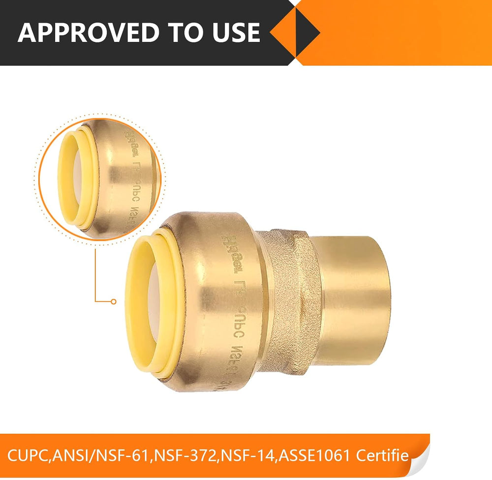2PC HeSun 1" Pushfit x 3/4" FNPT Push to Connect Female Adapter(PF1...