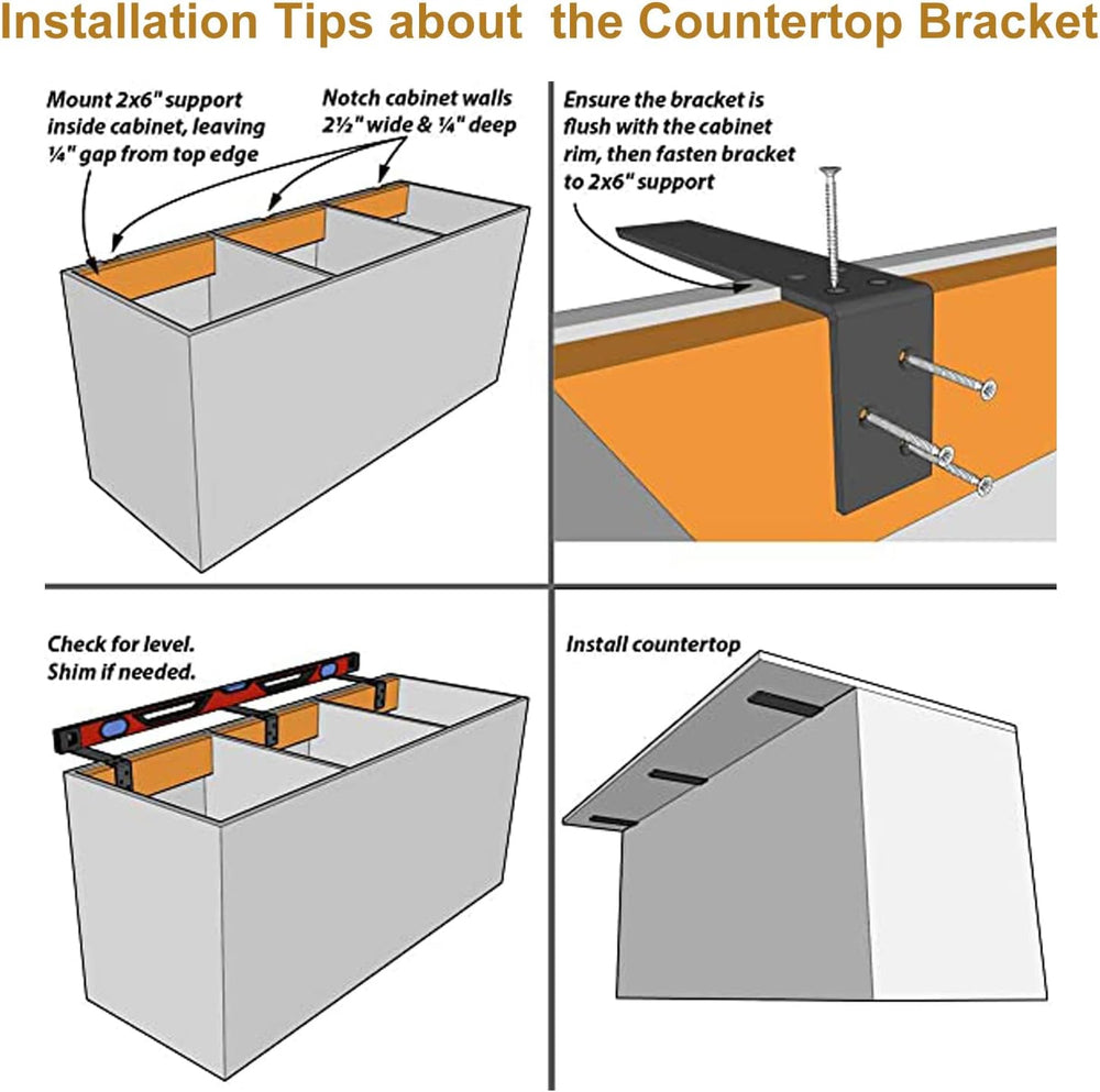 Countertop Support Bracket 2 Pack Heavy Duty Granite Hidden Forward L Shelf B...