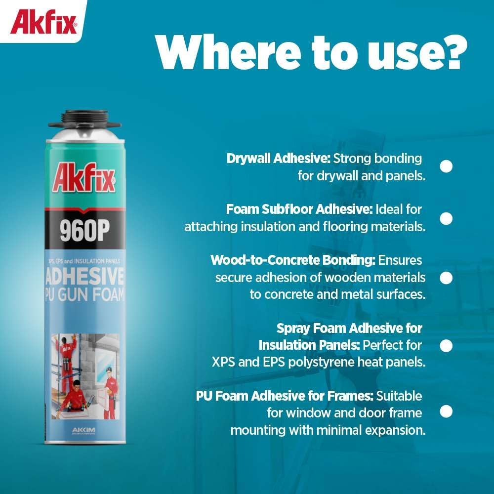 Akfix 960P Foam Board Adhesive with Strong Bonding (1x24 Oz) | Construction A...
