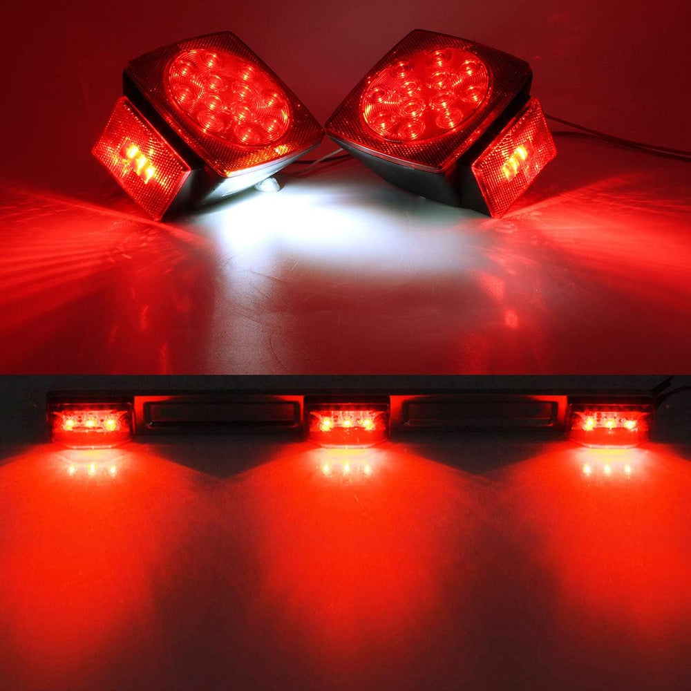 Partsam Submersible Trailer Lights Kit 12V, Square LED Kits, Marker Lights