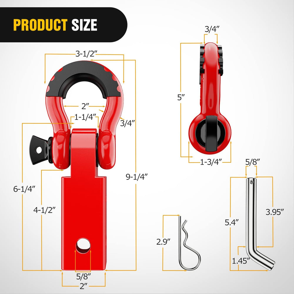 Nilight Shackle Hitch Receiver 2Inch 45000 LBs Breaking Strength 3/4" D ...
