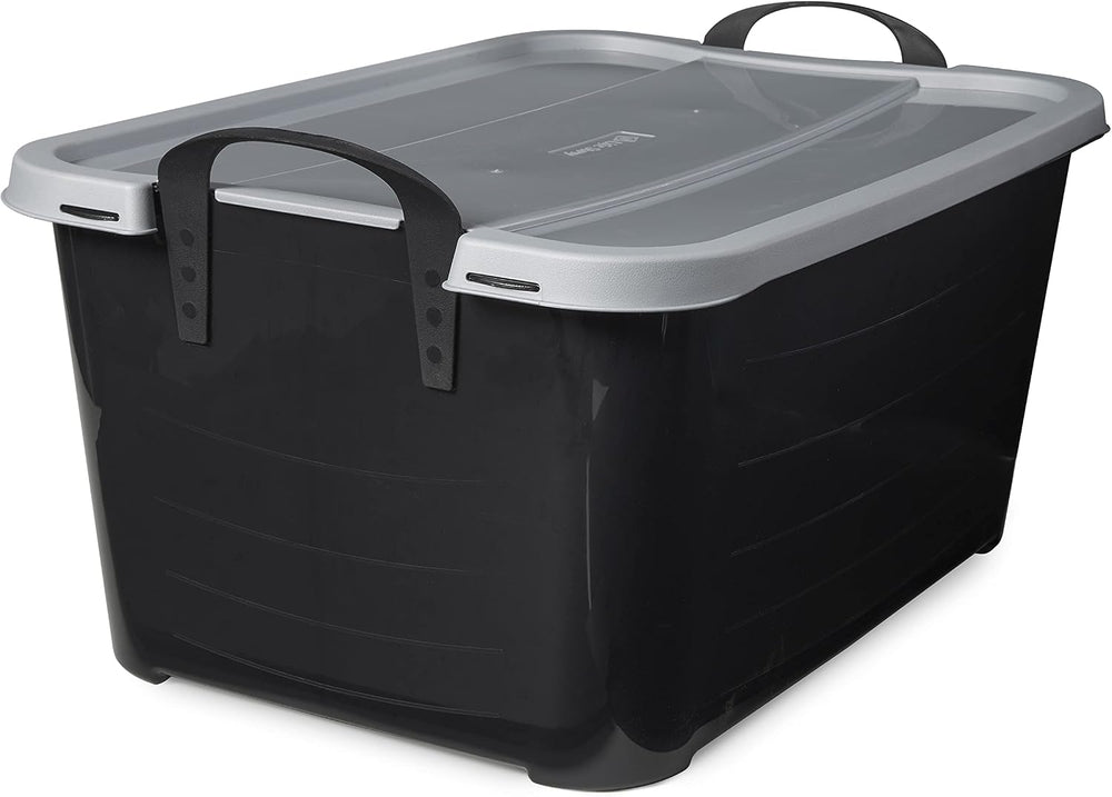 Life Story 6 Pack Stackable Storage Bin, 55 Qt Home Organizers, Black/Gray