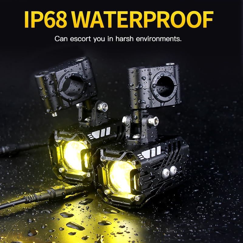 LED Motorcycle Auxiliary Lights Driving Fog Lights Universal Spotlights White...
