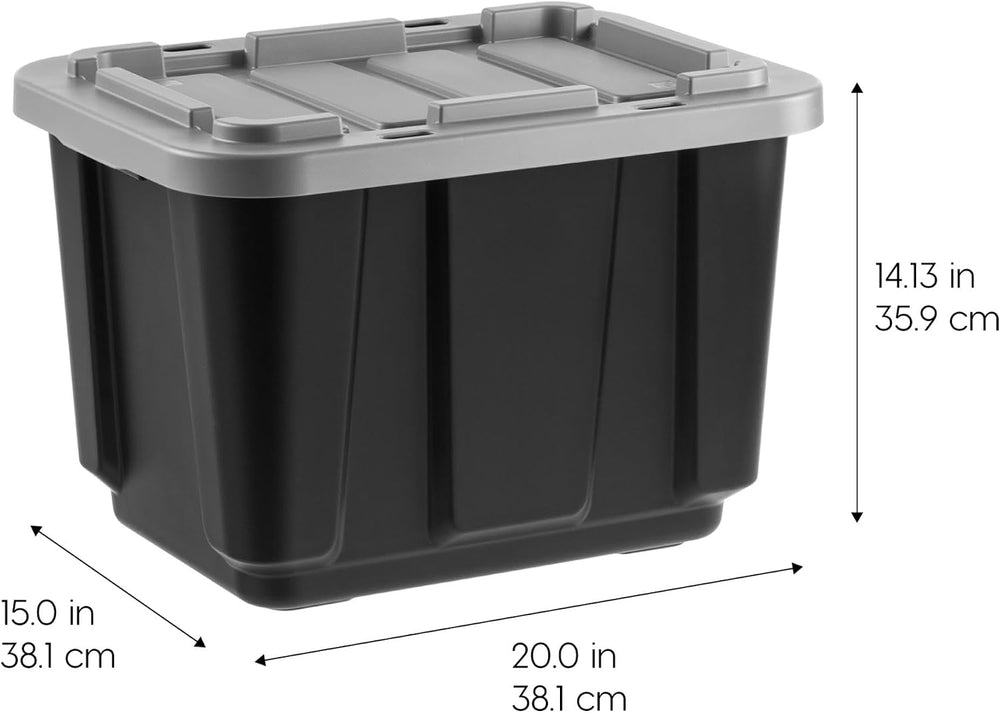 IRIS USA 4-Pack 12 Gal Heavy Duty Storage Tote Bins with Lids, Gray