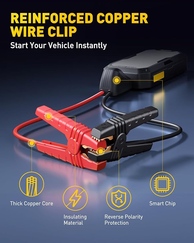 AUXITO Car Battery Jump Starter: 5000A Portable Jump Starter Up to 8.5L Gas and