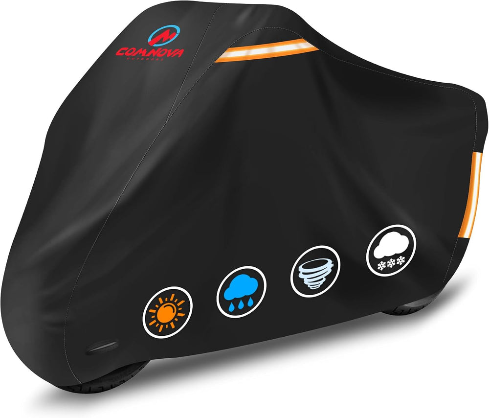 Comnova Motorcycle Cover 96 Inch - 600D Outdoor Motorbike Cover Waterproof wi...