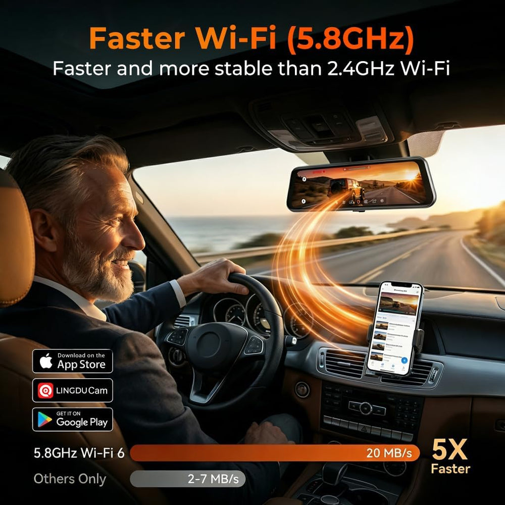 12" Mirror Dash Cam, 4K UHD Front and 2.5K Rear View Dash Camera for Car...