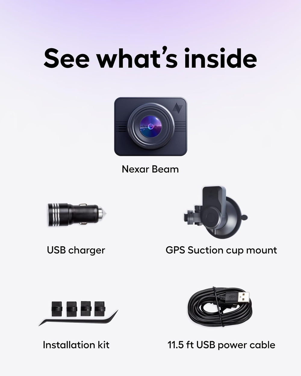 Nexar Beam GPS Dash Cam - 1 Year Nexar App Subscription Included - Unlimited ...