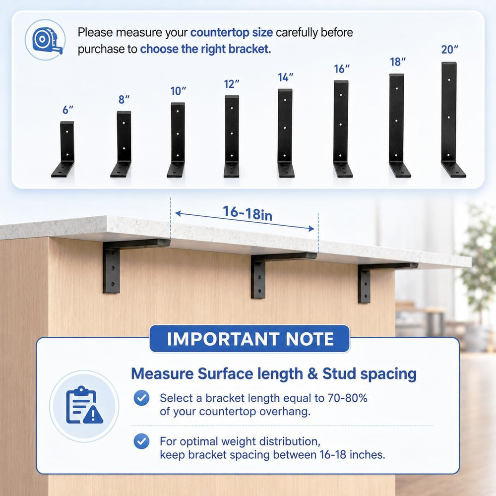 WINKER Countertop Support Bracket 3 Pack Heavy Duty 3/8" Thick Hidden L ...