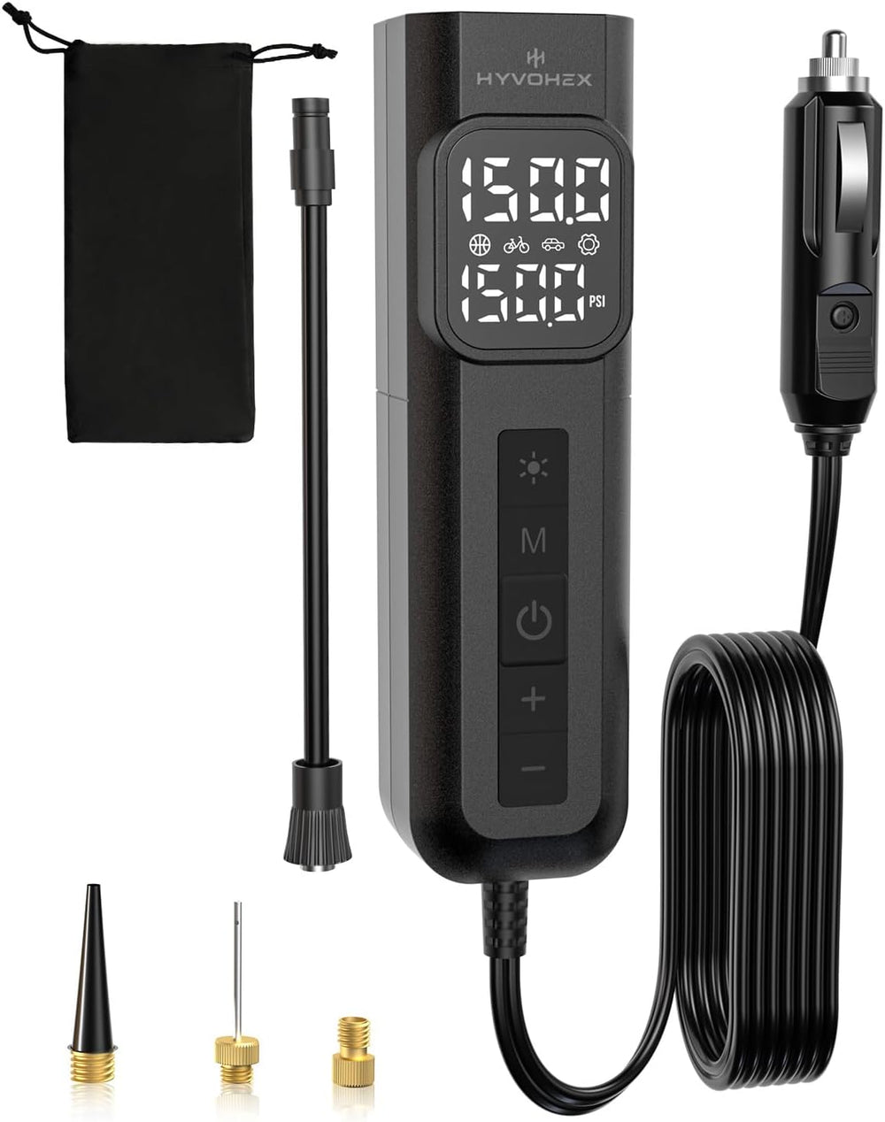 Tire Inflator Portable Air Compressor, 1 Min Fast Inflation Bike Pump with Di...