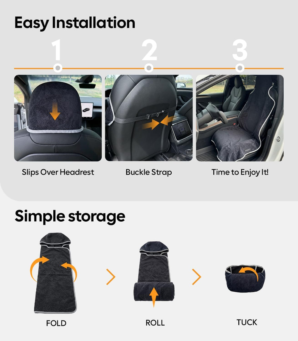 Wigoo Car Seat Cover Towel, Waterproof, for Use After Gym, Black, 1 Pack