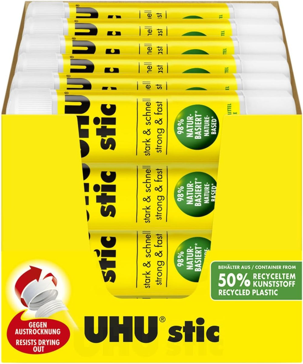 UHU Stic Glue Stick Solid Washable Non-Toxic 8.2g Ref 45187 [Pack of 24]