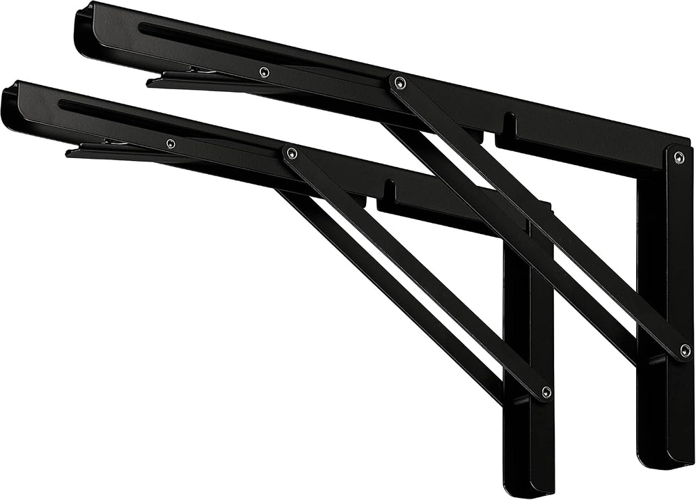 CLT 16" Black Folding Shelf Brackets Max. Load 440 lb, Heavy Duty DIY Wa...