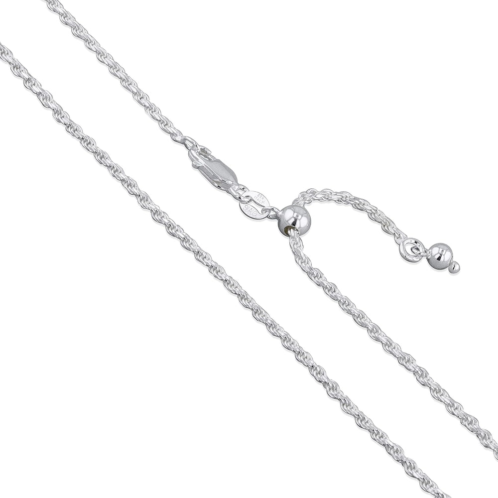 Sterling Silver Diamond-Cut Rope Chain 1.1mm 1.5mm 1.7mm 2mm 2.5mm Solid 925 ...