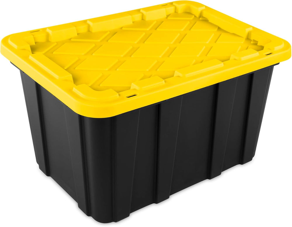 Sterilite Industrial Storage Tote with Lids for Garage, 27 Gallon, 12-Pack