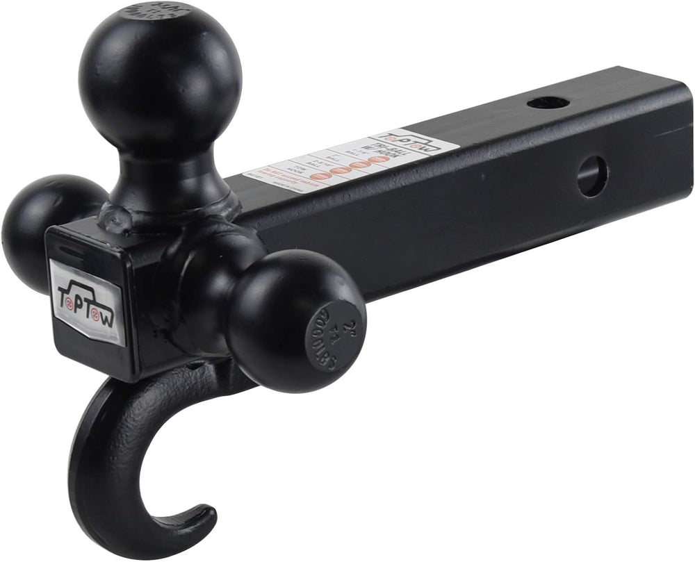 TOPTOW 64181 Trailer Receiver Hitch Tri Ball Mount with Hook Black Balls Fits...