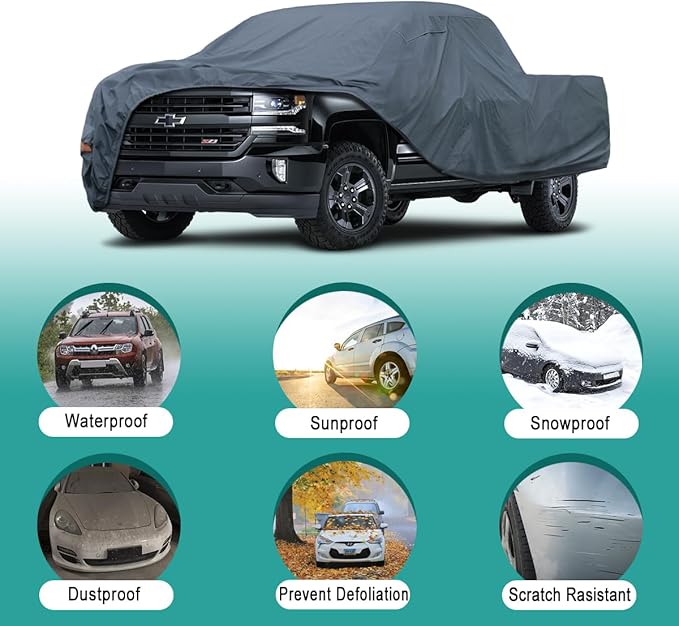 16 Layers Large Truck Cover Waterproof All Weater, Heavy Duty Pickup Truck Cover