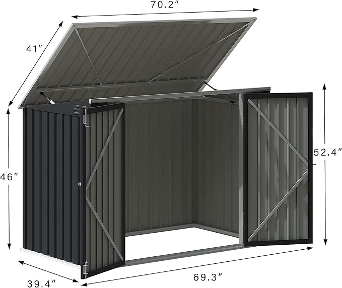 Devoko Outdoor Storage Shed 5.8 x 3.3 FT Metal Trash Shed Waterproof Outside