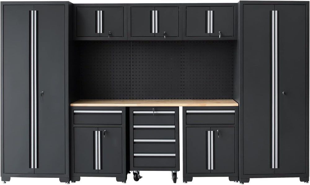 Garage Storage Cabinet System 12-Pcs Workshop Set, Black