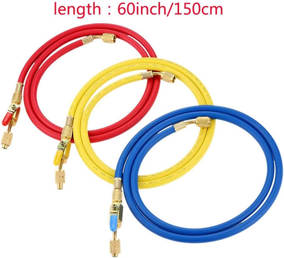 Refrigerant Charging Hose with Ball Valve Apply to R134A R12 R22 R502 R404 Re...