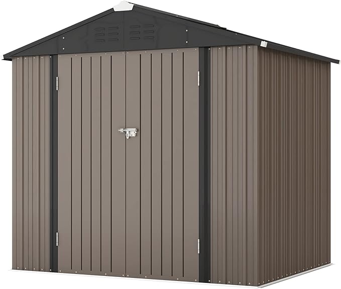 Patiowell 8x6 FT Outdoor Storage Shed, Metal Tool shed & Outdoor Storage