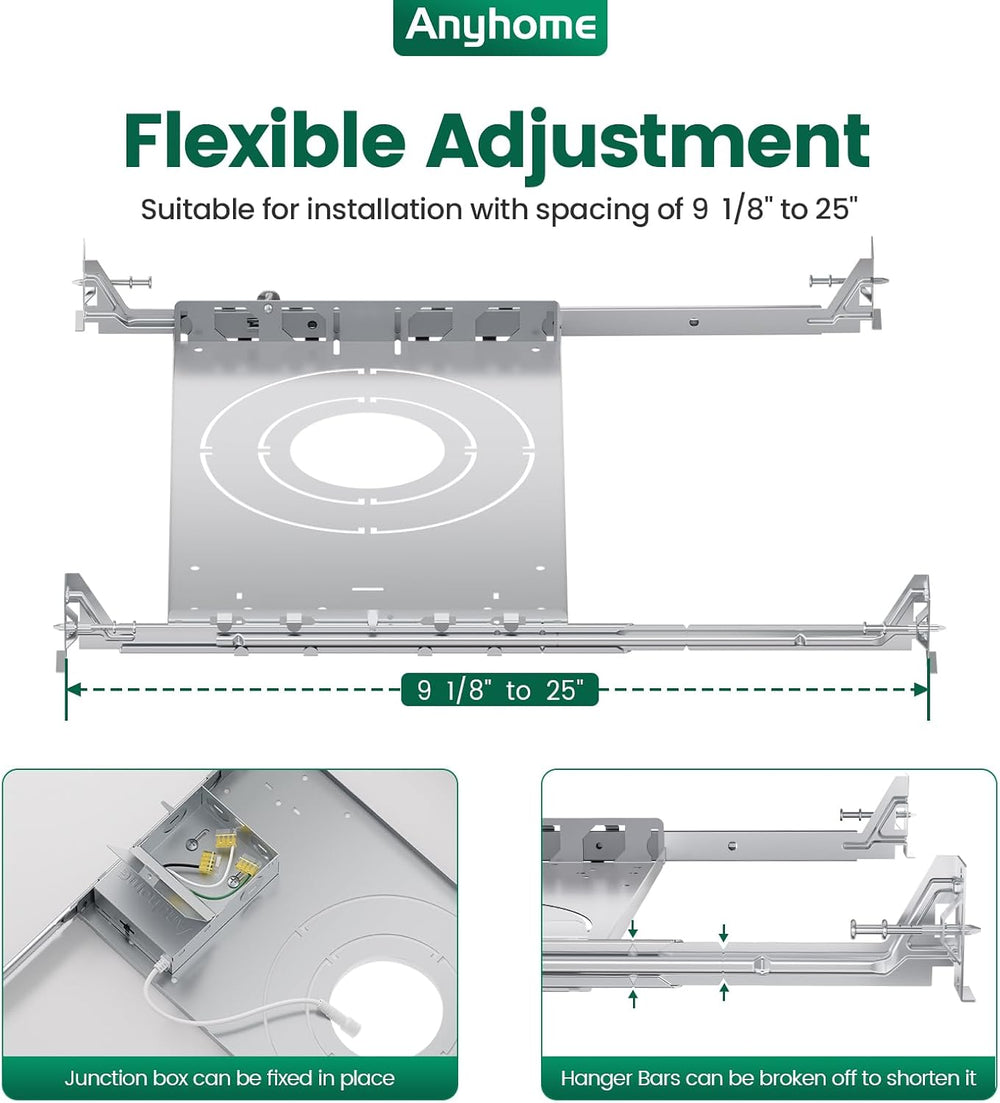 20 Pack New Construction Mounting Plate,Adjusts 9 1/8"-25" Joists