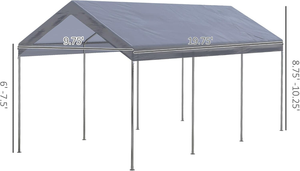 Outsunny 10' x 20' Party Tent and Carport, Height Adjustable Portable...