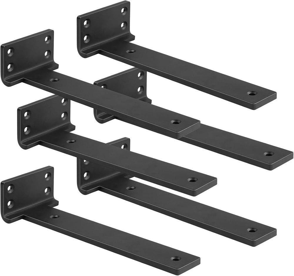 Black Floating Shelf Brackets 12 inch 6 Pack L Brackets for Floating Shelves ...