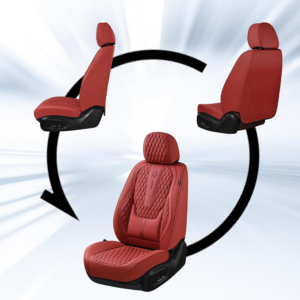 Coverado Car Seat Covers Full Set, Red Seat Covers for Car with Lumbar Suppor...