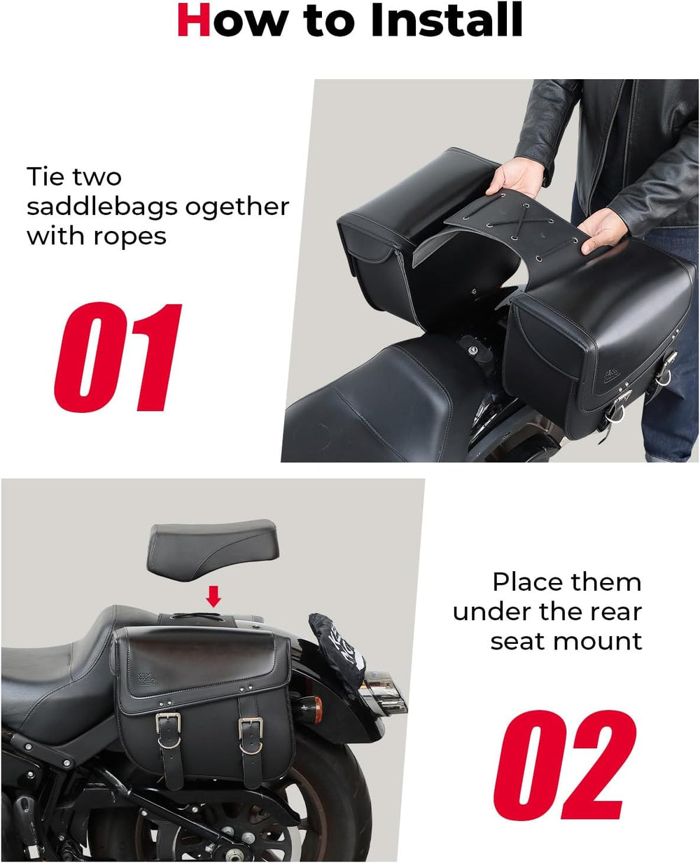 KEMIMOTO Motorcycle Saddlebags 30L Large Capacity Universal Saddle Bags