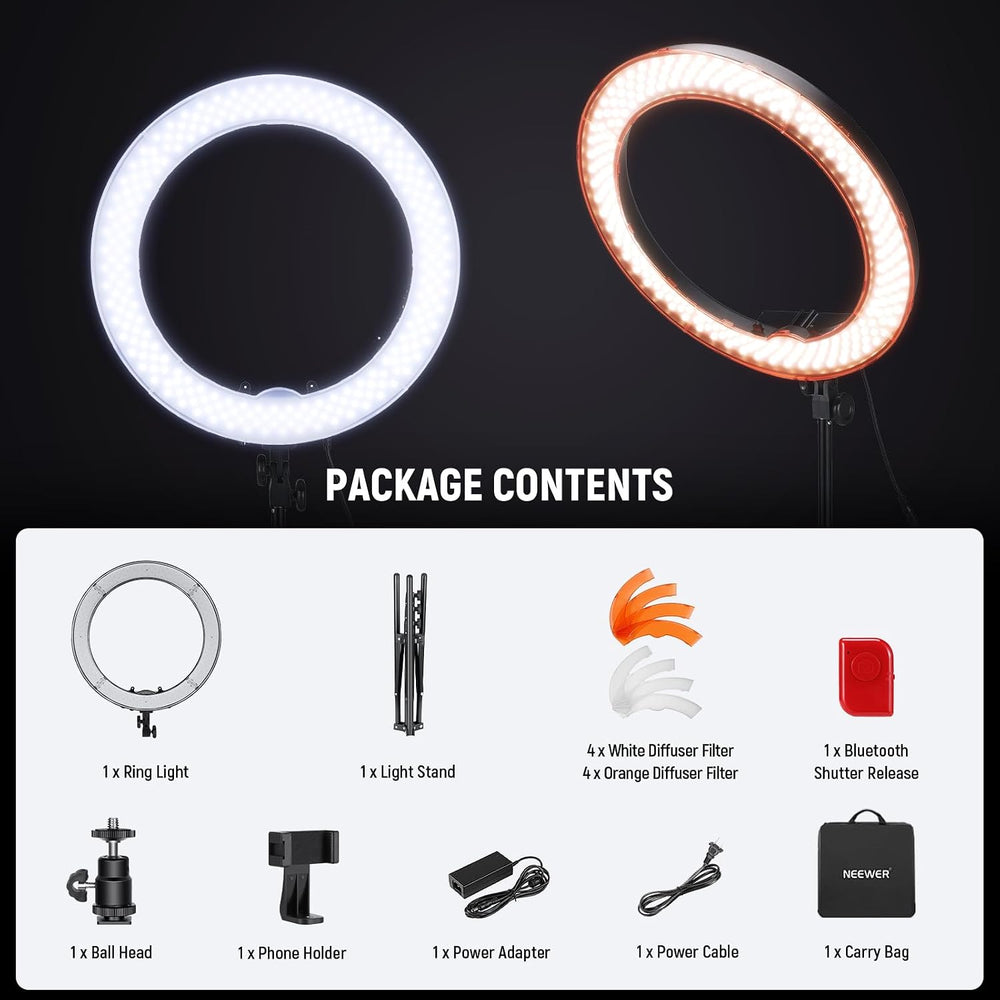NEEWER 55W 18"/45cm Ring Light Kit [New Version], with Tripod Stand, RL-18