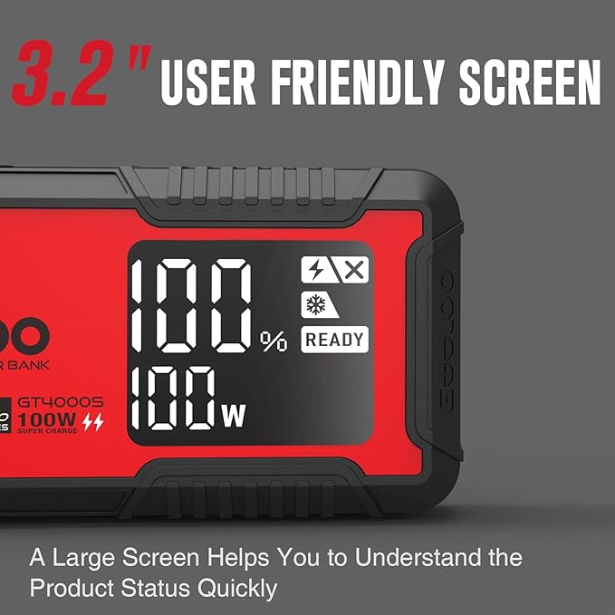 GOOLOO GT4000S Jump Starter 4000 Amp Car Starter 100W Two-Way Fast-Charging
