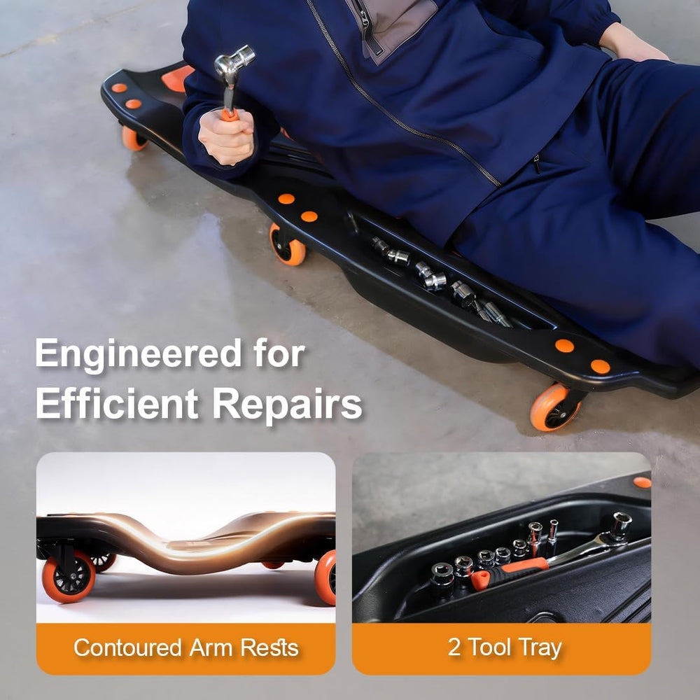 42" Mechanic Creeper with 6 Swivel Casters, Ergonomic Car Creeper with 2...