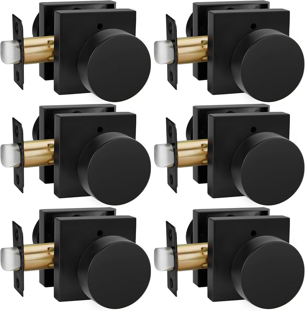 Goldenwarm Matte Black Door Knobs Interior, Privacy Door Knob 6 Pack